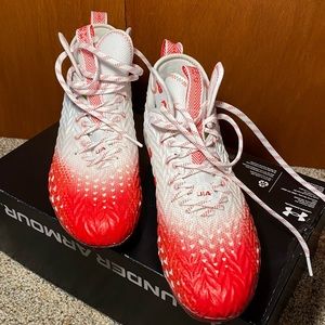 Under Armour Men’s Football / Lacrosse Cleats. UA Clone Red White Size 12.5